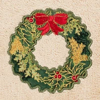 Linum Home Textiles Christmas Wreath Embroidered 2-pc. Hand Towels