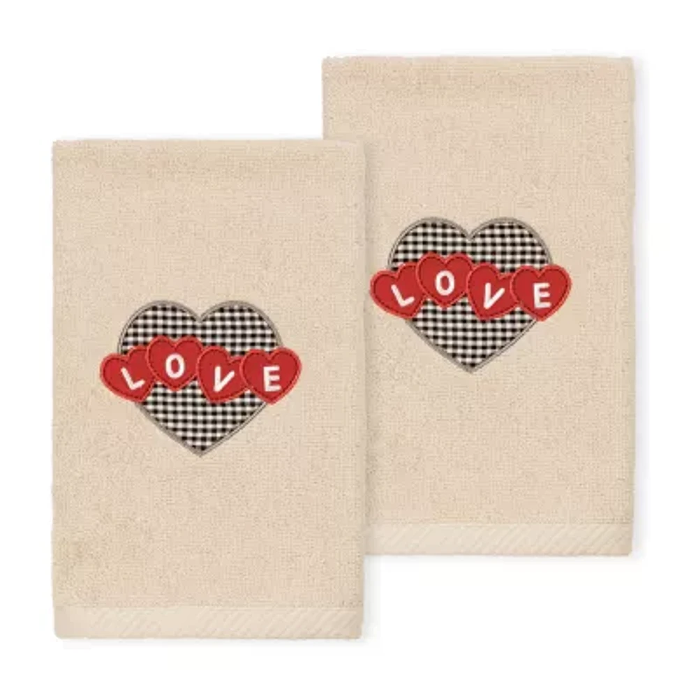 Linum Home Textiles Love Hearts Embroidered 2-pc. Hand Towels