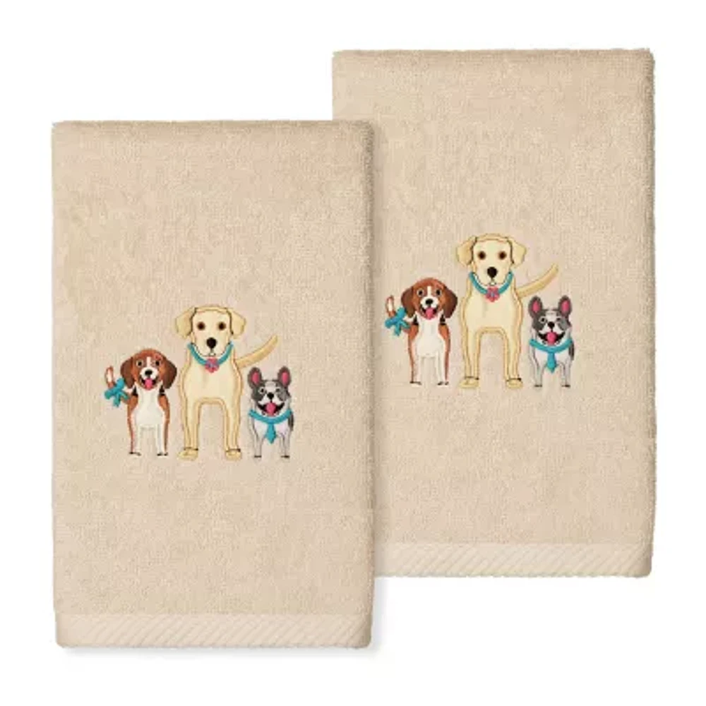 Linum Home Textiles Dogs Embroidered 2-pc. Hand Towels