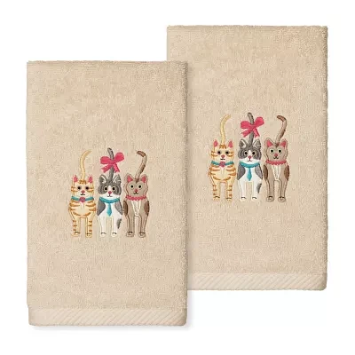 Linum Home Textiles Cats Embroidered 2-pc. Hand Towels