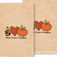 Linum Home Textiles Peace Love Pumpkin Embroidered 2-pc. Hand Towels