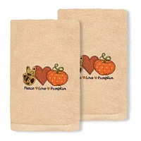 Linum Home Textiles Peace Love Pumpkin Embroidered 2-pc. Hand Towels