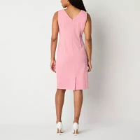 Maya Brooke Womens Pearl Trim Plaid Jacket Dress