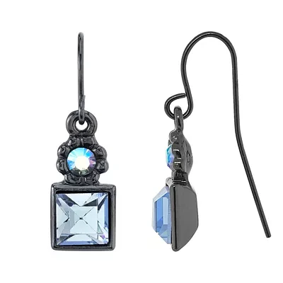 1928 Jewelry Black-Tone Sapphire Blue And Blue  Drop Earrings