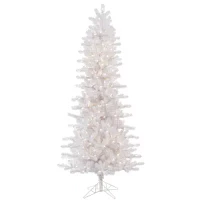  6.5' Prelit Crystal White Pine Slim Artificial Christmas Tree