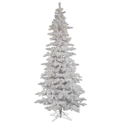 6.5' Prelit Flocked White Spruce Christmas Tree