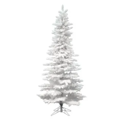 9' Prelit Flocked White Slim Christmas Tree