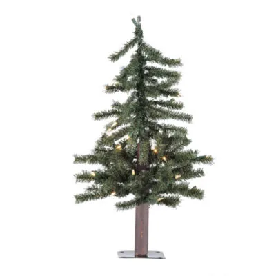 2' Natural Alpine Artificial Prelit Christmas Tree