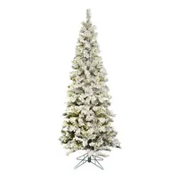  6.5' Prelit Flocked Pacific Pencil Christmas Tree