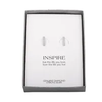 Diamond Accent "Inspire" Diamond Accent Natural White Diamond Sterling Silver 11.6mm Bar Stud Earrings