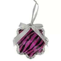 4.5'' Magenta Pink and Gray Glittered Snowflake Prism Christmas Ornament