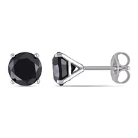 3 CT. T.W. Natural Black Diamond 14K White Gold 6.9mm Round Stud Earrings