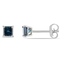 1/2 CT. T.W. Natural Blue Diamond 14K White Gold 4mm Stud Earrings