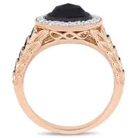 Midnight Black East West Womens 1 1/4 CT. T.W. Natural Diamond 10K Rose Gold Oval Halo Cocktail Ring