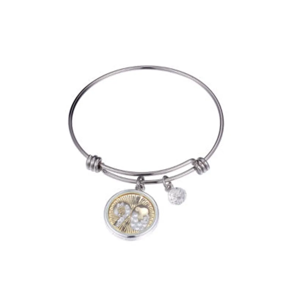 Womens Cubic Zirconia Mickey Mouse Bangle Bracelet