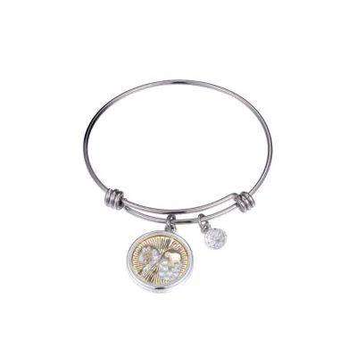 Womens Cubic Zirconia Mickey Mouse Bangle Bracelet