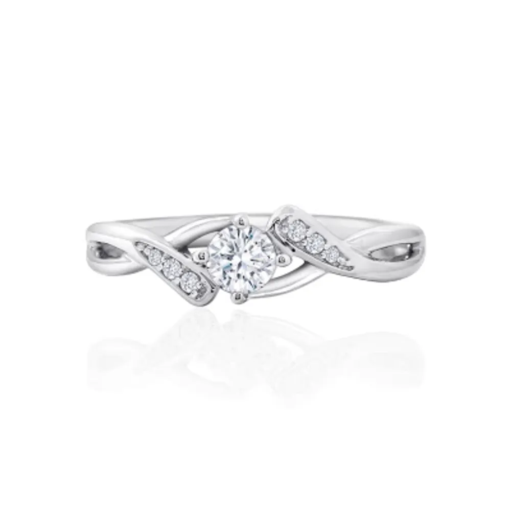 DiamonArt® Womens White Cubic Zirconia Sterling Silver Promise Ring