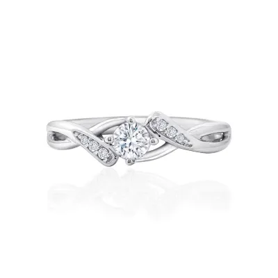 DiamonArt® Womens White Cubic Zirconia Sterling Silver Promise Ring