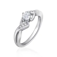 DiamonArt® Womens White Cubic Zirconia Sterling Silver Promise Ring