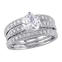 Modern Bride Gemstone Womens 3/8 CT. T.W. Lab Created White Sapphire 10K Gold Bridal Set