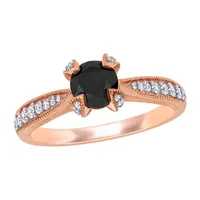 Midnight Black Womens 1 1/5 CT. T.W. Natural Diamond 14K Rose Gold Round Engagement Ring