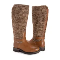 Muk Luks Womens Logger Alberta Stacked Heel Dress Boots