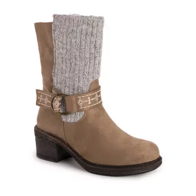 Muk Luks Womens Arya Alice Stacked Heel Dress Boots