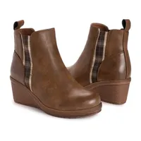 Muk Luks Womens England Oxford Wedge Heel Dress Boots