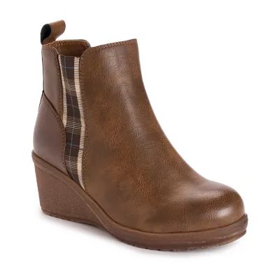 Muk Luks Womens England Oxford Wedge Heel Dress Boots