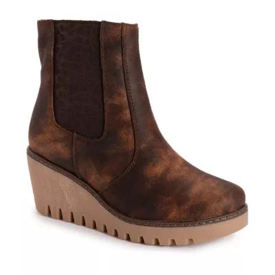 Muk Luks Womens Vermont Essex Wedge Heel Dress Boots