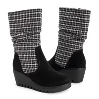 Muk Luks Womens Vermont Stowe Wedge Heel Dress Boots