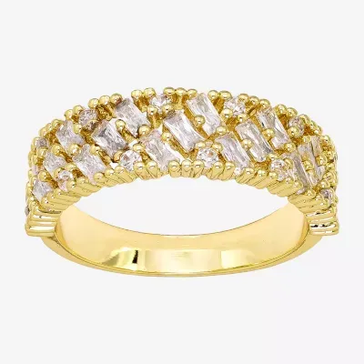 Sparkle Allure Womens 3MM Cubic Zirconia 14K Gold Over Brass Band