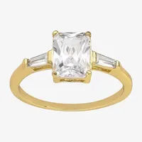 Sparkle Allure Cubic Zirconia 14K Gold Over Brass Rectangular Engagement Ring