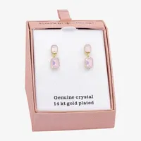 Sparkle Allure Crystal 14K Gold Over Brass Drop Earrings