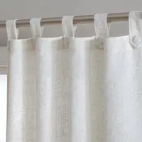 Beatrice Home Fashions Monroe Button Linen Blend Light-Filtering Tab Top Set of 2 Curtain Panel