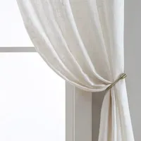 Beatrice Home Fashions Monroe Button Linen Blend Light-Filtering Tab Top Set of 2 Curtain Panel