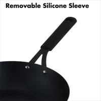 OXO Black Steel 12" Wok with Helper Handle & Silicone Sleeve