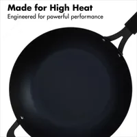 OXO Black Steel 12" Wok with Helper Handle & Silicone Sleeve