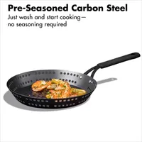 OXO Black Steel 12" BBQ Frying Pan with Silicone Sleeve