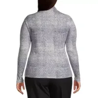 Worthington Plus Womens Mock Neck Long Sleeve Blouse