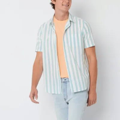 Arizona Mens Regular Fit Short Sleeve Button-Down Shirt