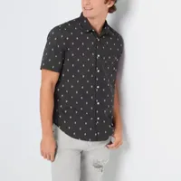 Arizona Mens Regular Fit Short Sleeve Button-Down Shirt