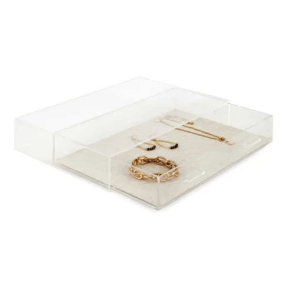 Home Expressions Arcylic With Linen Liner Jewelry Organizers