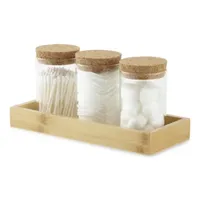 Home Expressions 3pk Glasscorkwood Bathroom Canister