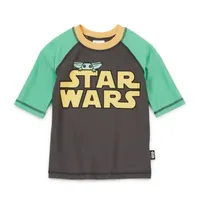 Disney Collection Grogu Little & Big Boys Star Wars Rash Guard