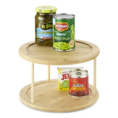 Home Expressions 10" Double Bamboo Rotating Tray