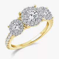 Love Lives Forever (I / I1) Womens 2 CT. T.W. Lab Grown White Diamond 10K White Gold Round 3-Stone Engagement Ring