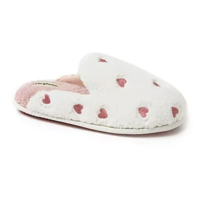 Dearfoams Teddy Heart Scuff Womens Slip-On Slippers