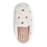 Dearfoams Teddy Heart Scuff Womens Slip-On Slippers