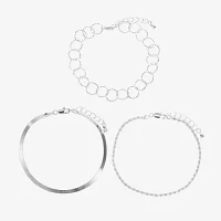 3-pc. Pure Silver Over Brass 7.5 Inch Link Bracelet Set